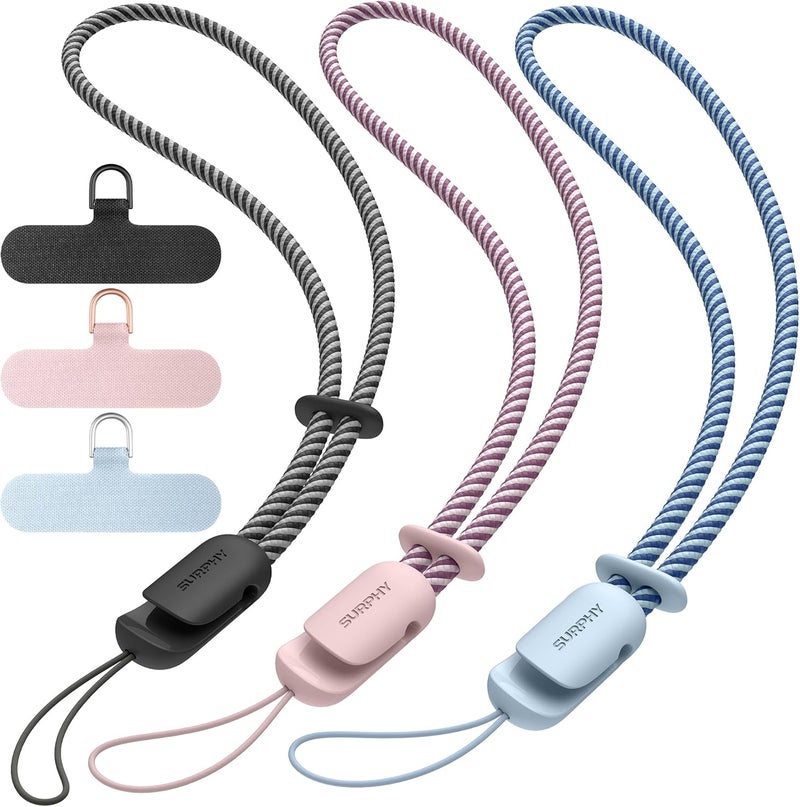 SURPHY 3 Pack Phone Wrist Strap with CellPhone Tether Tab, Cellphone Lanyard, Phone Strap with 2-Color Braided, Wrist Lanyard - Image 1